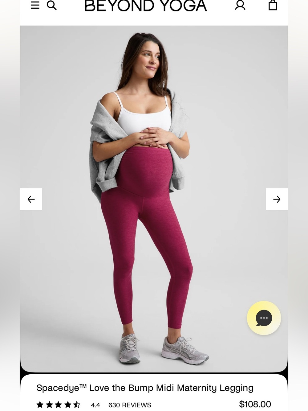 Spacedye Love the Bump Midi Maternity Legging Coral Glow - Small